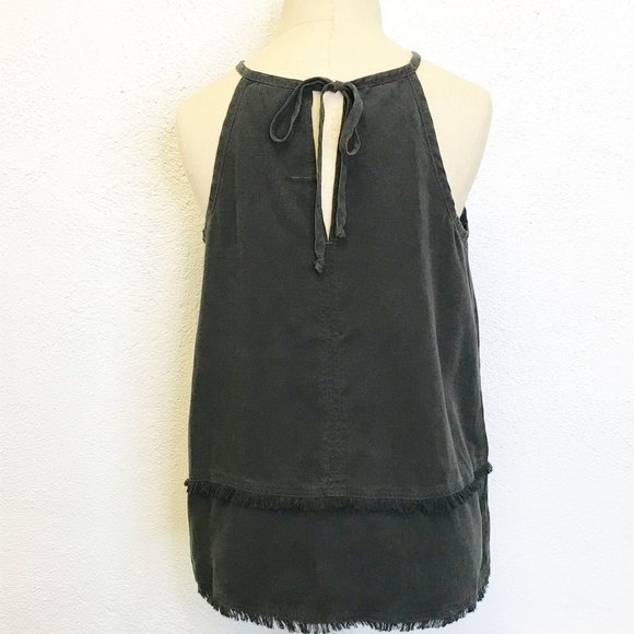 Anthropologie Chambray Fringed Hem Top - Picture 7 of 8